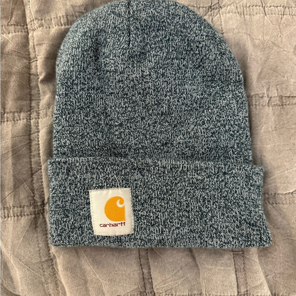 New Carhartt blue and White Knit Beanie